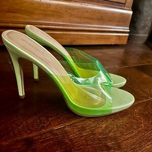 NWT lime green and clear cute heels ! size 11